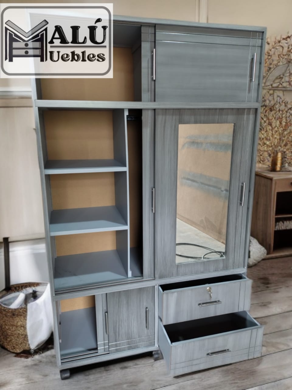 CLÓSET 2 CUERPOS GRIS